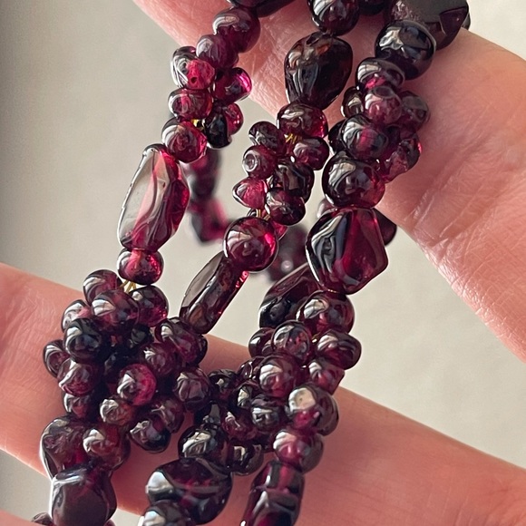 Antique natural garnet bead necklace - Picture 3 of 9